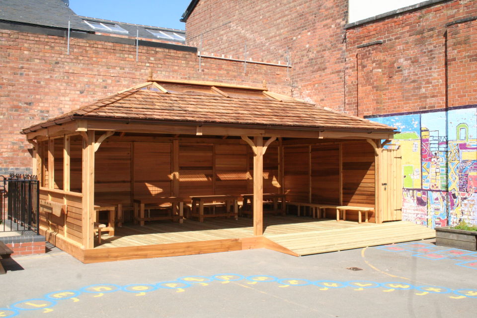 outdoor classroom with seating area
