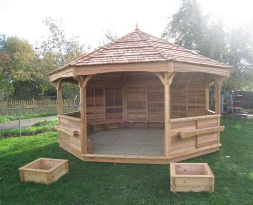 classroom with 3 panels