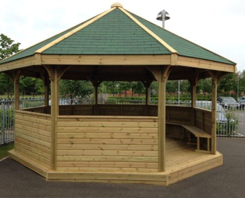 outdoor classroom with felt shingle tiles
