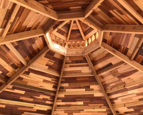 underside of fire pit shelter roof